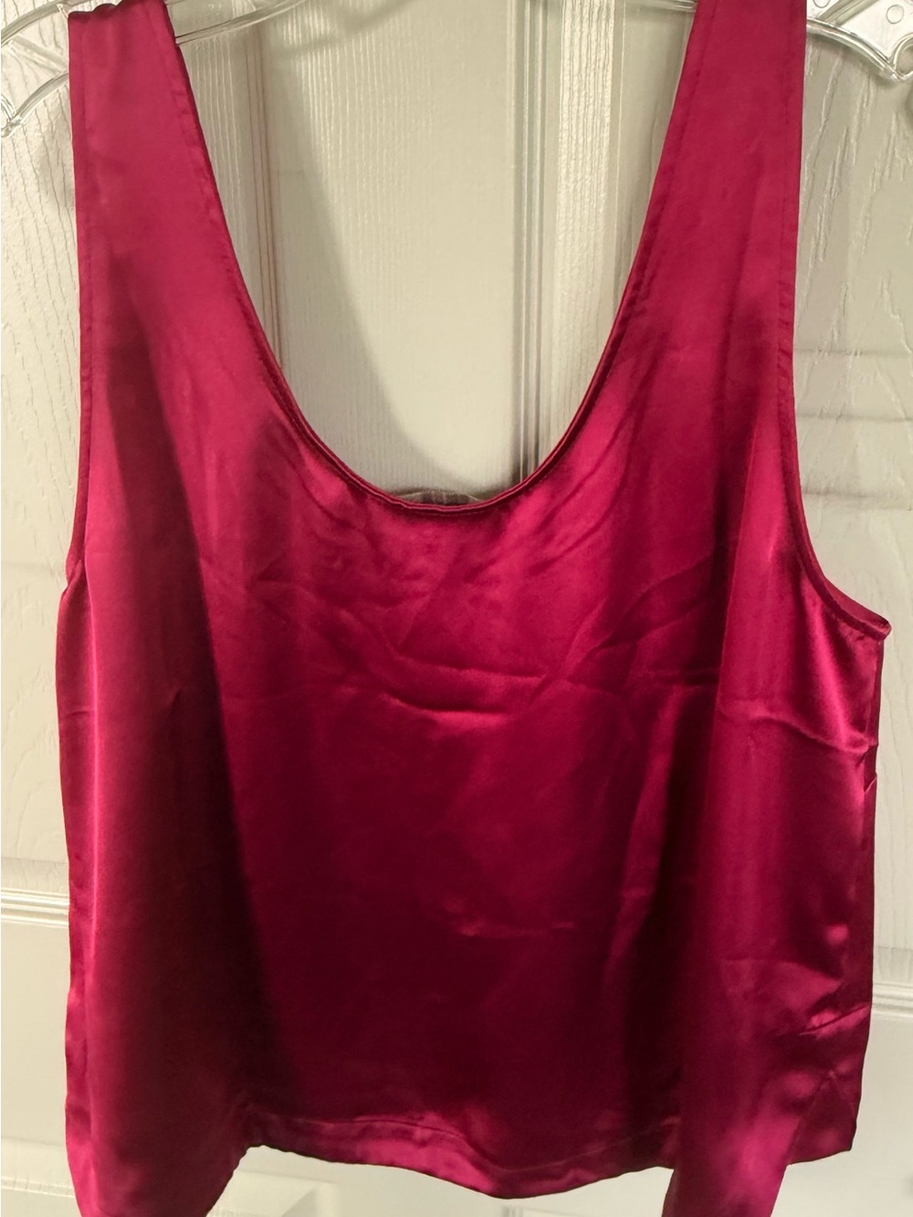 LOFT Satin Scoop Neck Camisole in Deep Magenta